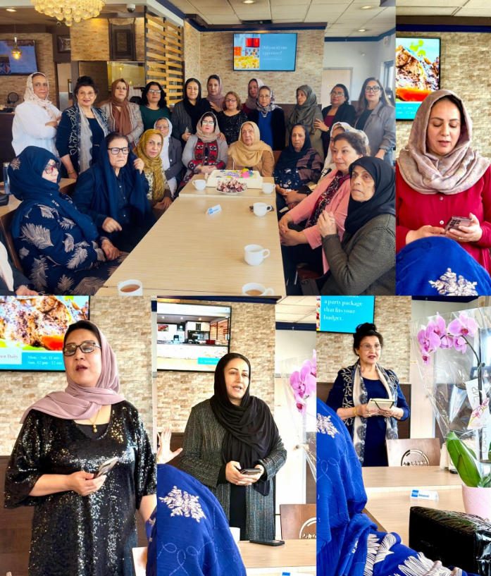 Collage of women gathered for a community celebration and sharing reflections