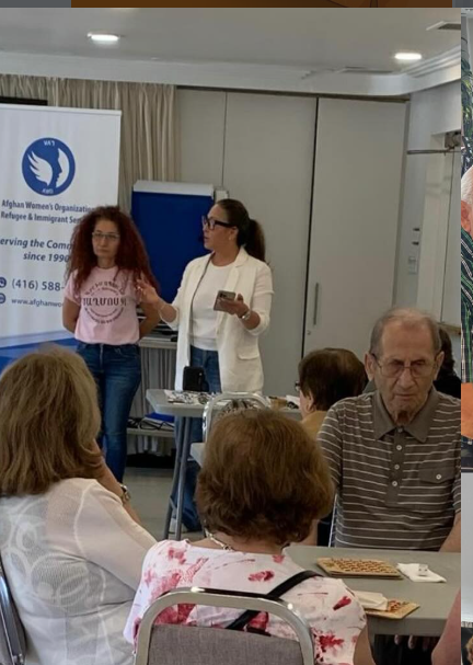 Community members participating in an intergenerational learning session