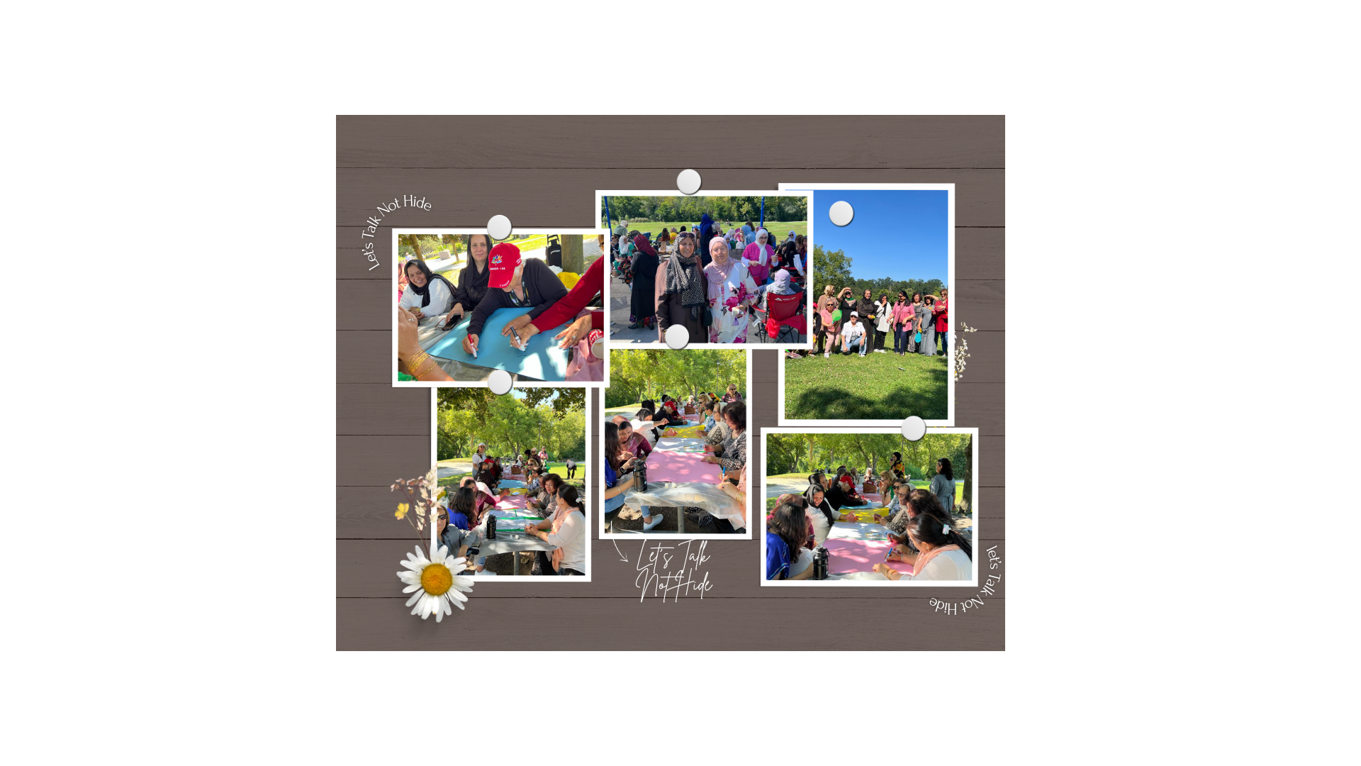 Community members connecting during an outdoor awareness and creative activity
